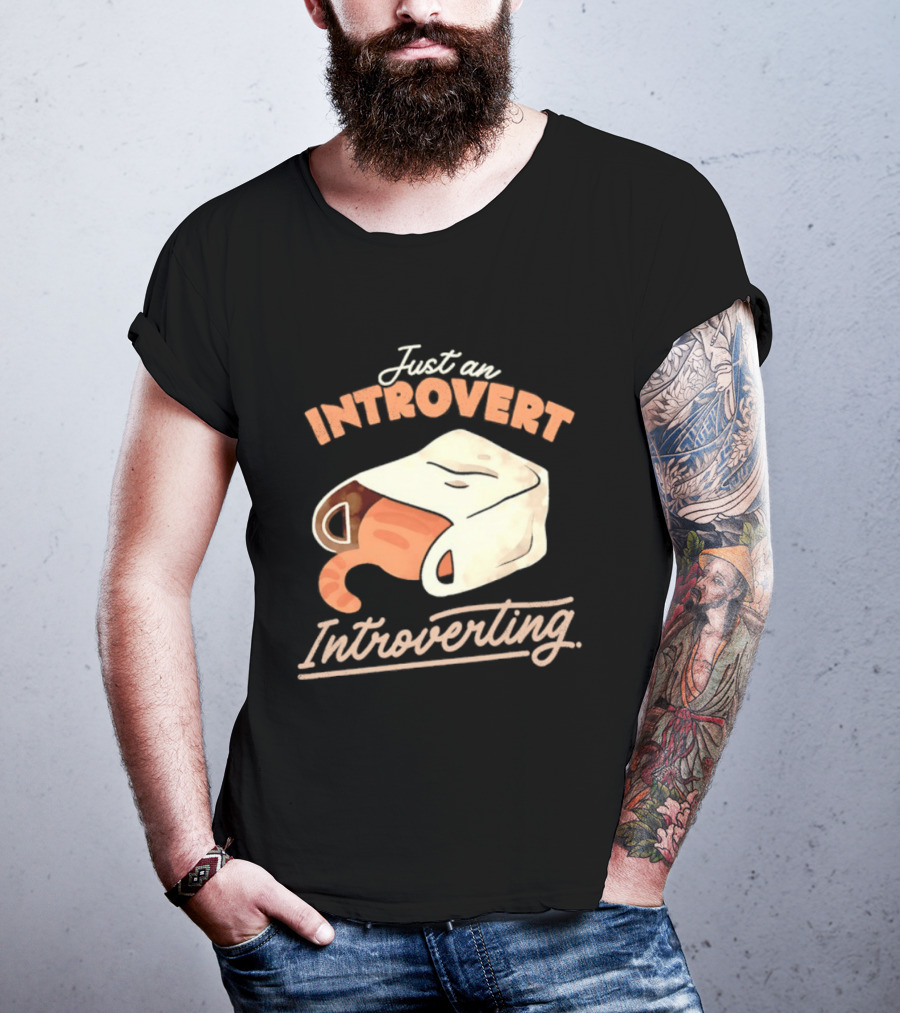 Just An Introvert Introverting Cat In A Bag T-Shirt