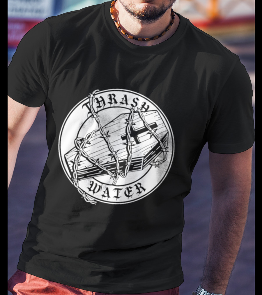 Thrash Water Coffin Barbed Wire Hardcore Punk Circle T-Shirt