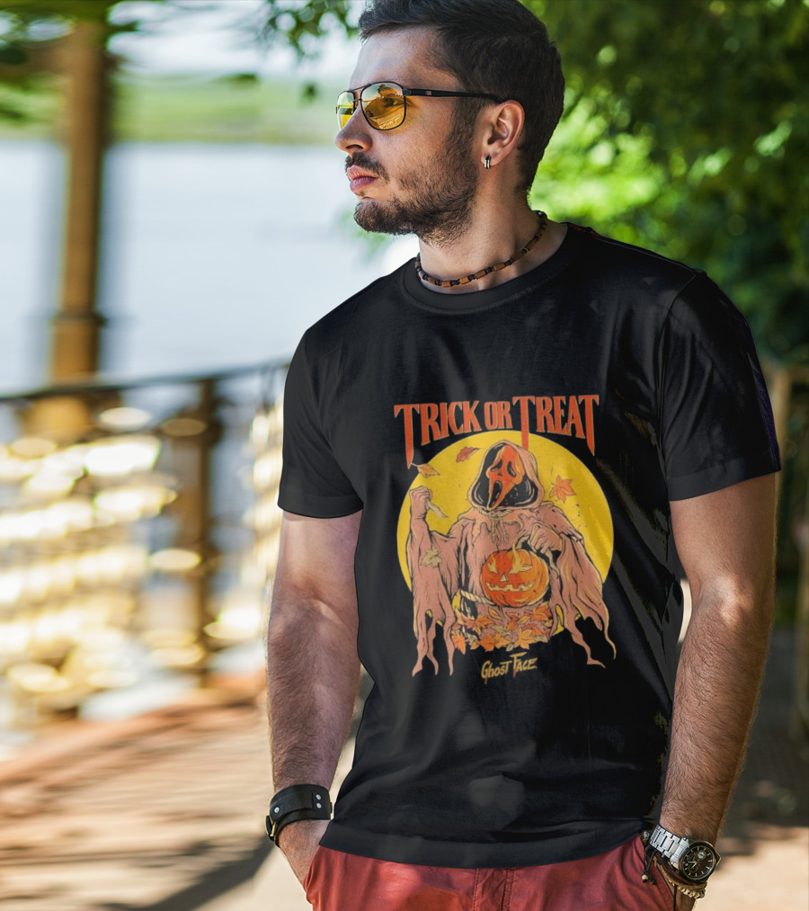 Trick Or Treat Ghost Face Pumpkin Cavity Colors Halloween T-Shirt