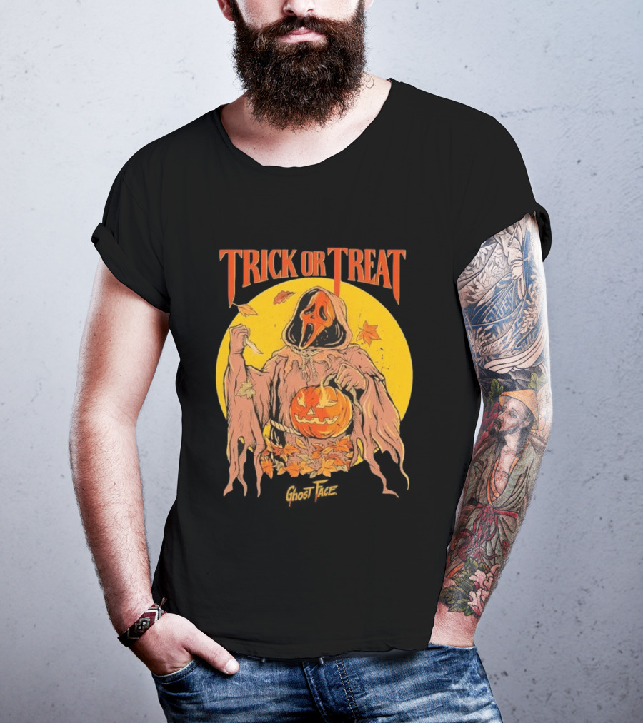 Trick Or Treat Ghost Face Pumpkin Cavity Colors Halloween T-Shirt