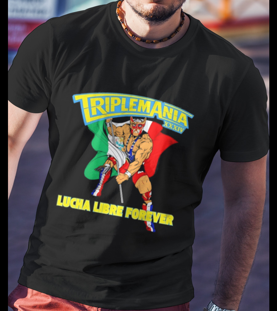 Triplemania XXXIV Lucha Libre Forever Wrestler Mexican Flag T-Shirt