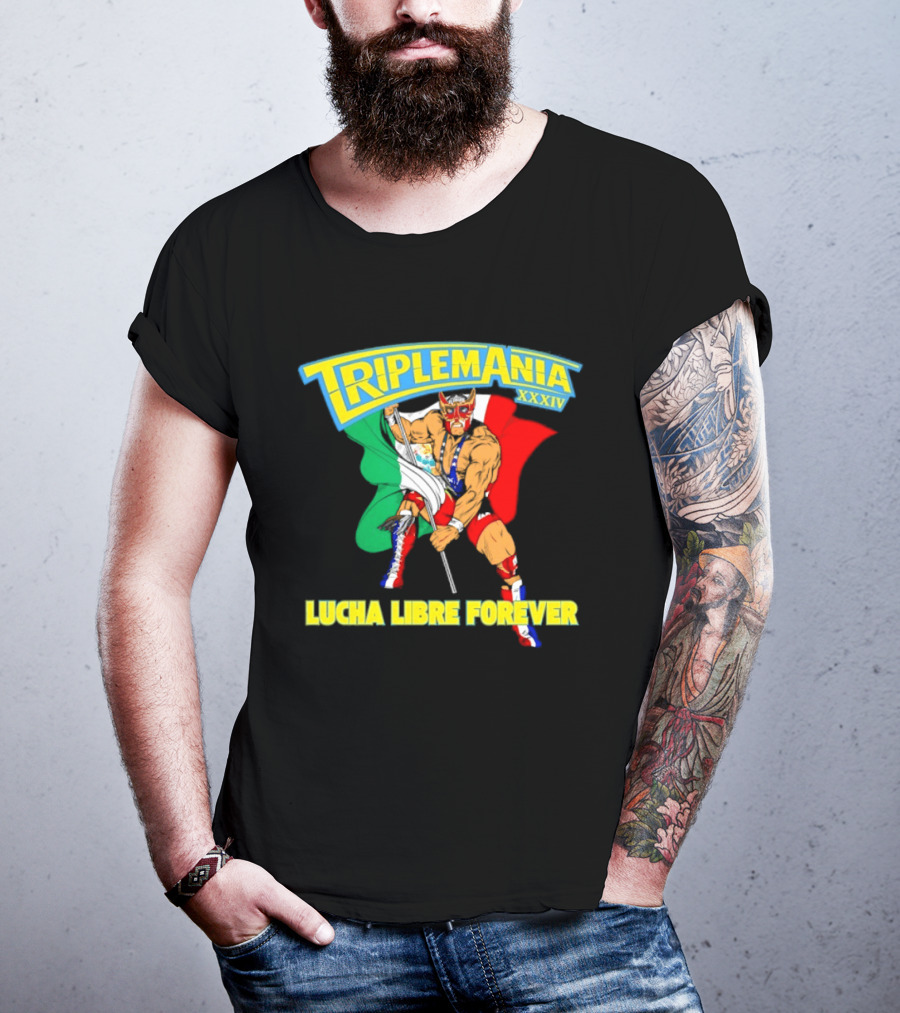 Triplemania XXXIV Lucha Libre Forever Wrestler Mexican Flag T-Shirt