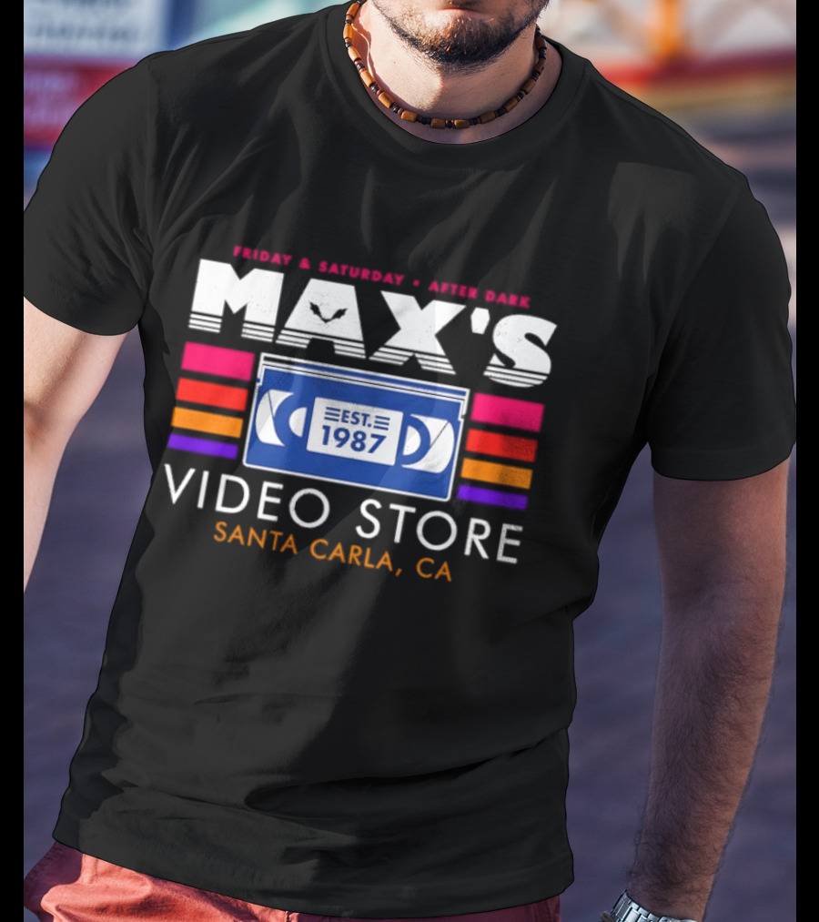 Max's Video Store Santa Carla CA Est 1987 Retro VHS 80s Aesthetic T-Shirt