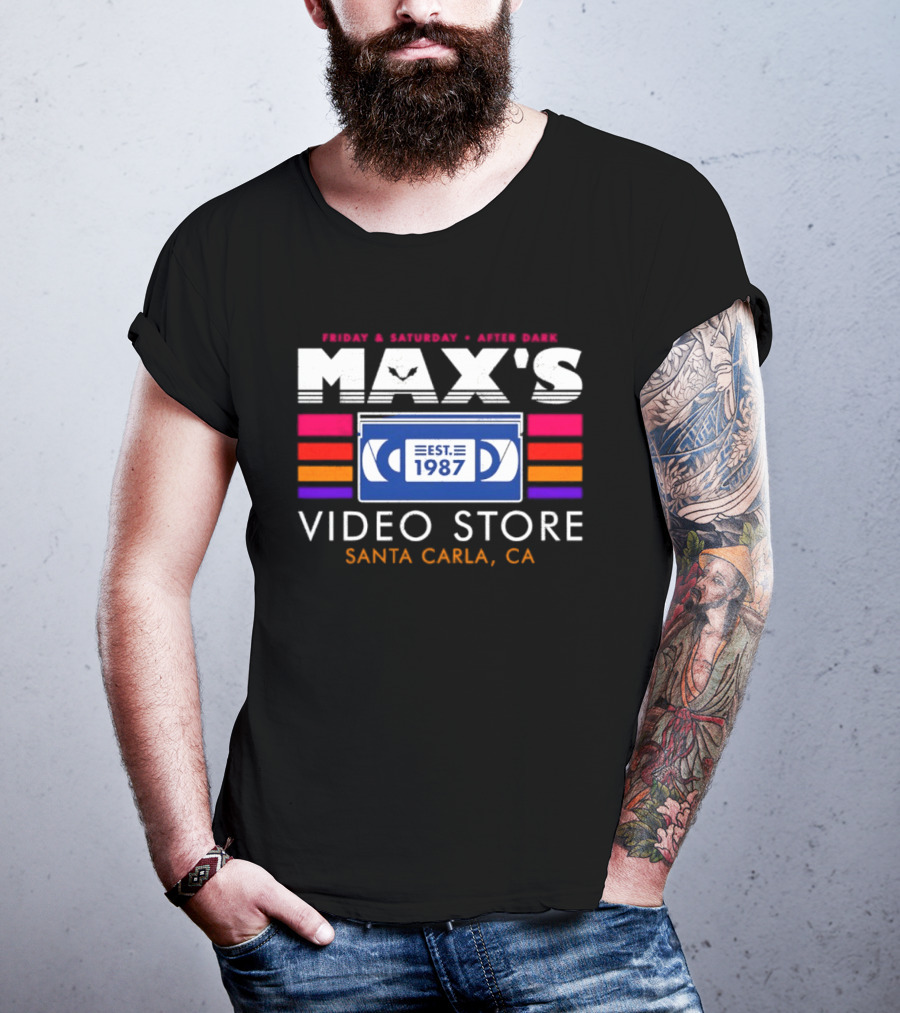 Max's Video Store Santa Carla CA Est 1987 Retro VHS 80s Aesthetic T-Shirt