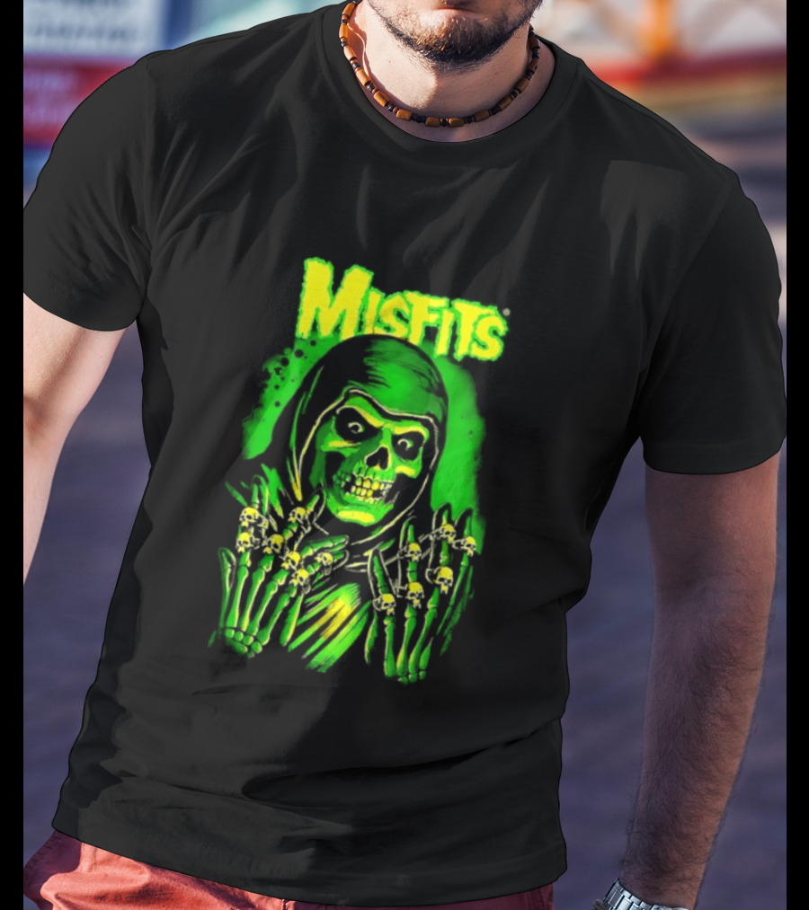 Misfits Fiend Club 26 Punk Rock Jerry Only Skull Neon Green T-Shirt