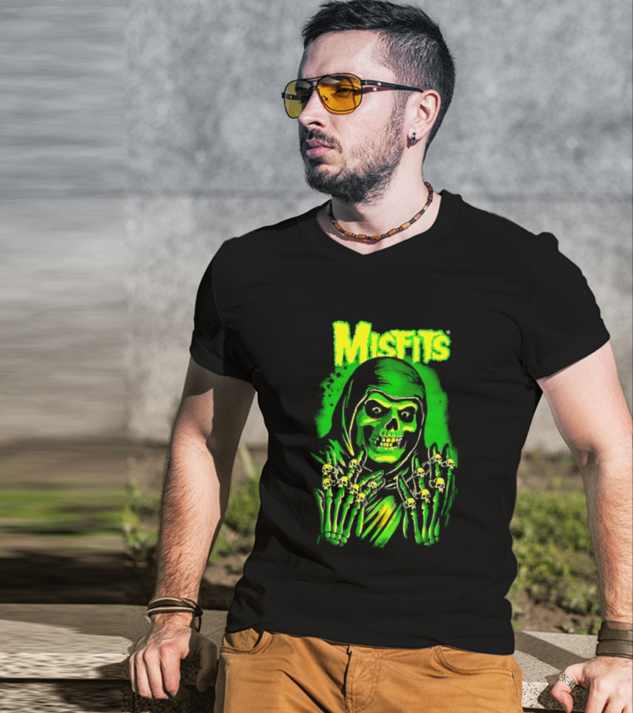 Misfits Fiend Club 26 Punk Rock Jerry Only Skull Neon Green T-Shirt