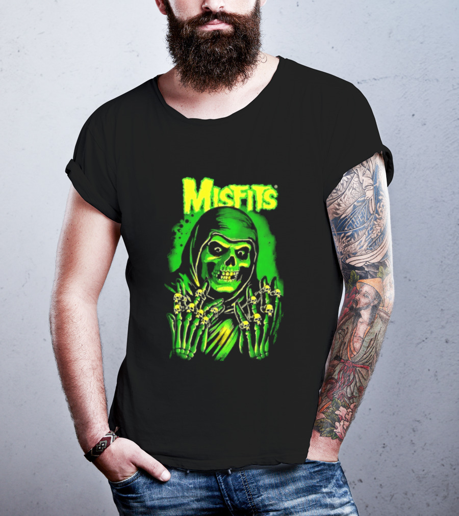 Misfits Fiend Club 26 Punk Rock Jerry Only Skull Neon Green T-Shirt