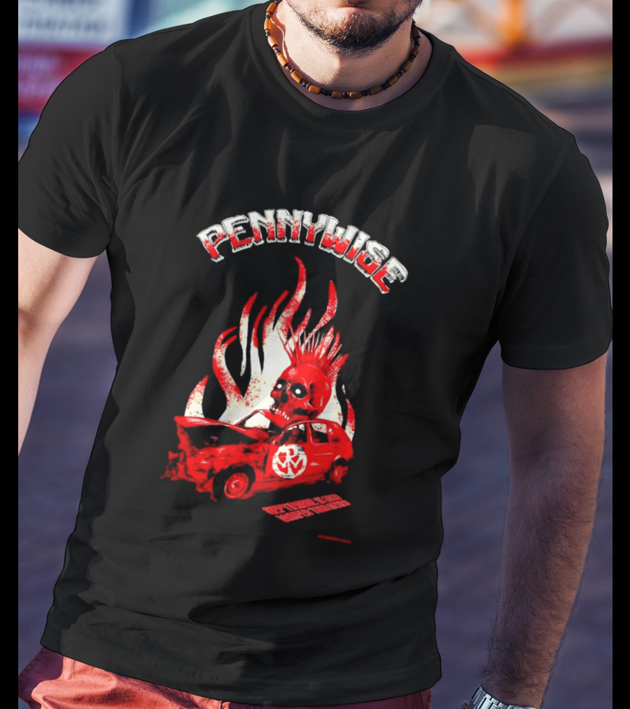 Pennywise Punk Rock Skull Flames Car Warped Tour T-Shirt