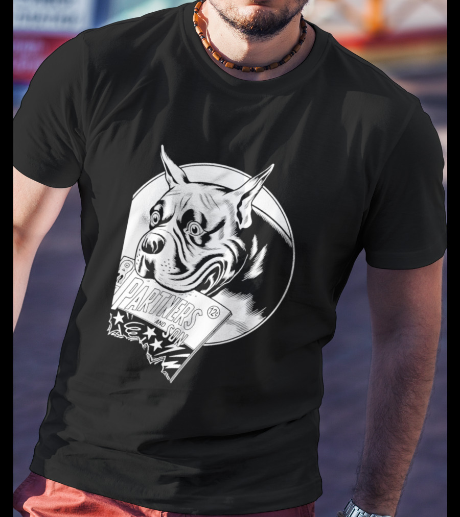 Pitbull Dog Comic Book With Biting Graphic And Stars T-Shirt