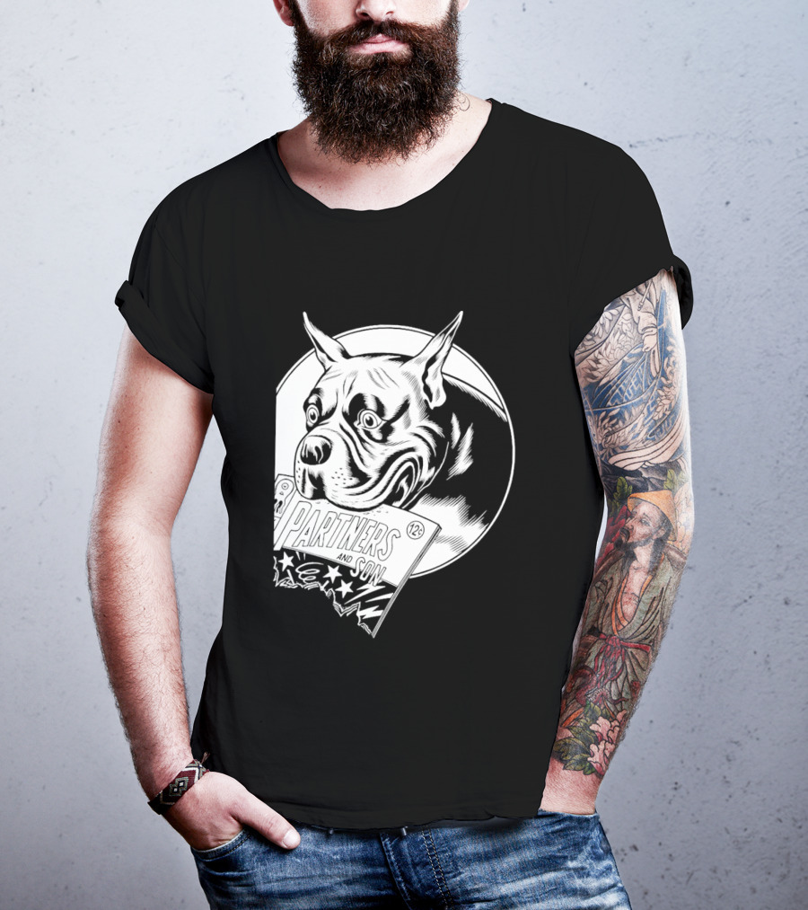 Pitbull Dog Comic Book With Biting Graphic And Stars T-Shirt