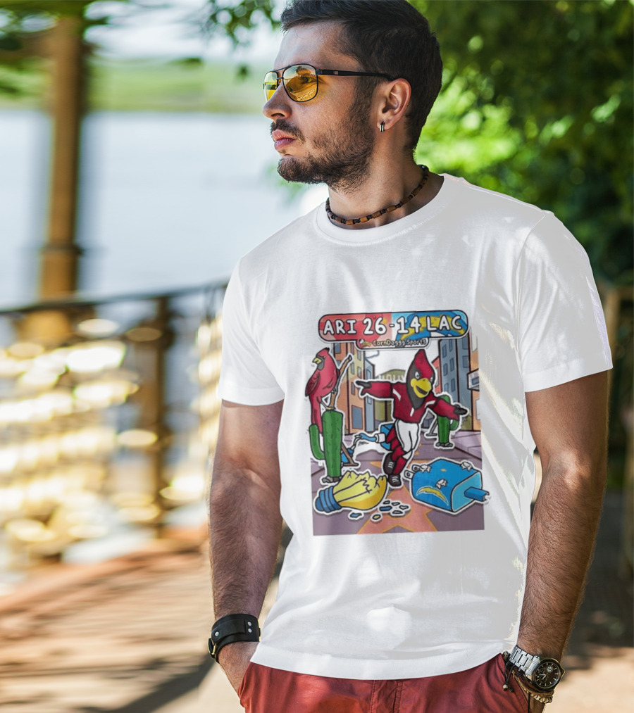 Arizona Cardinals Vs Los Angeles Chargers Corndoggy Sports Doodle Game Day ARI 26 14 LAC T-Shirt