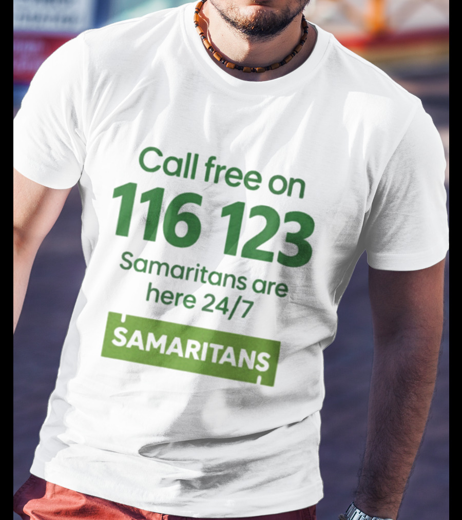 Aston Villa Together Against Suicide Samaritans 116 123 Call Free 24/7 T-Shirt