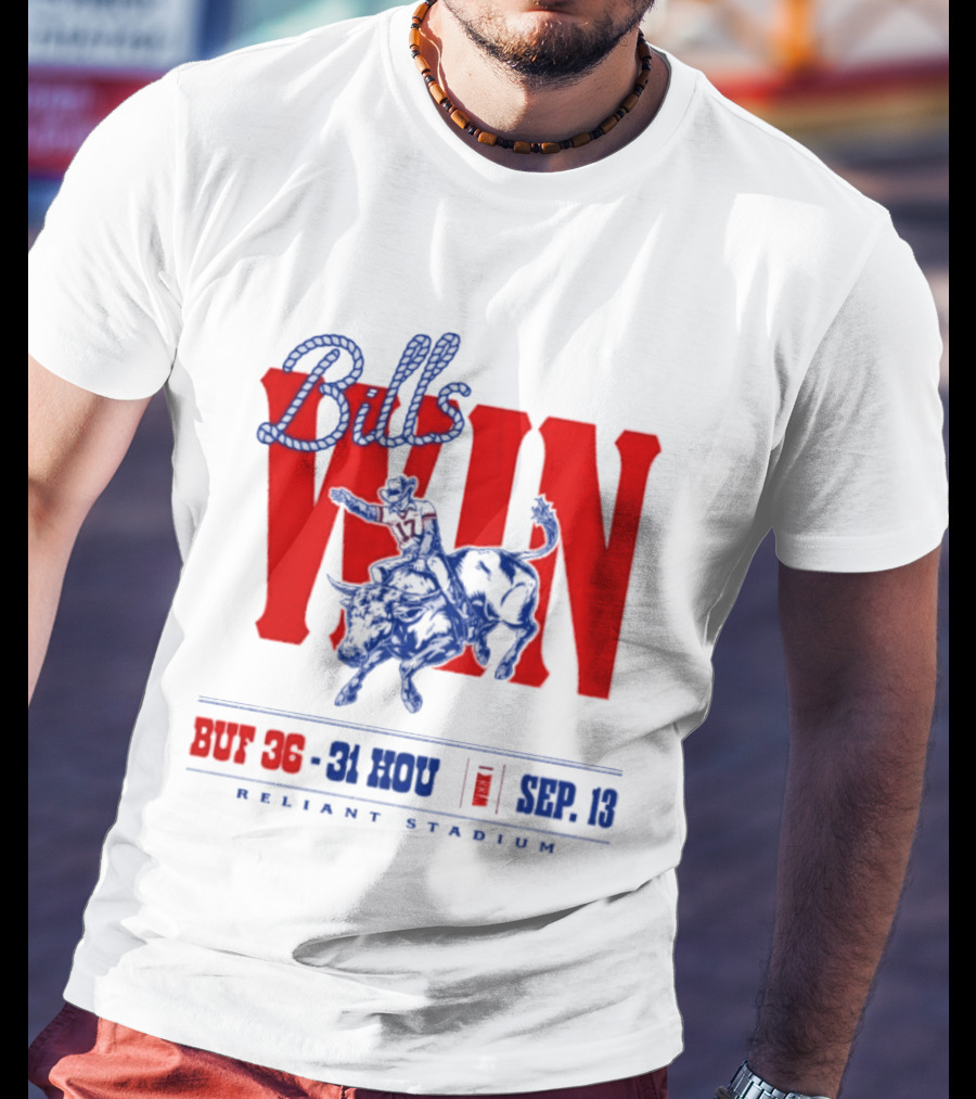 Bills Win BUF 36 31 HOU Week 1 Sep 13 Reliant Stadium Retro Style Football Victory Celebration T-Shirt