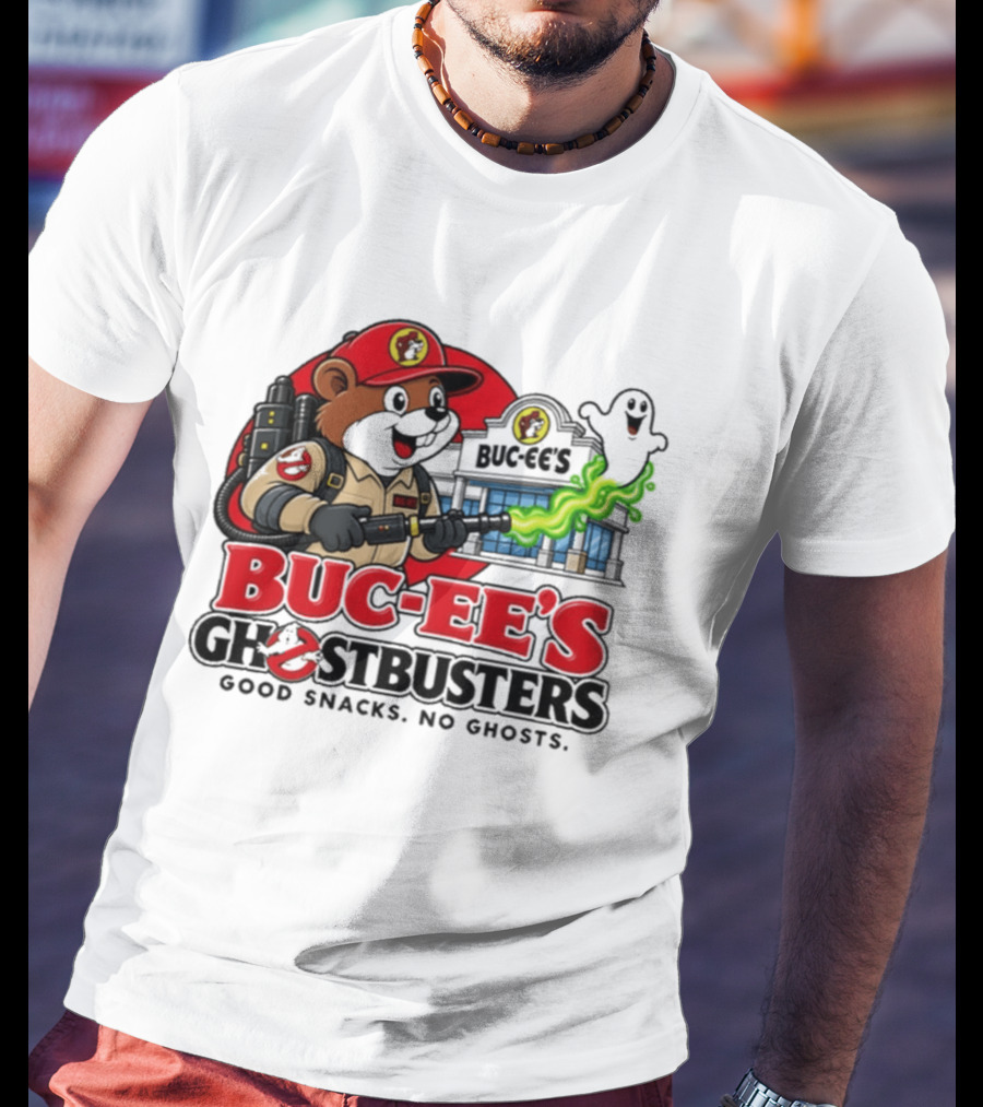 Buc Ee's Ghostbusters Good Snacks No Ghosts Ghostbuster T-Shirt