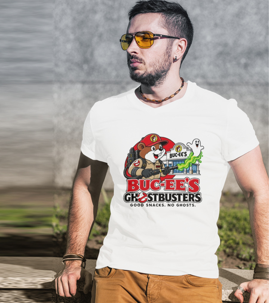 Buc Ee's Ghostbusters Good Snacks No Ghosts Ghostbuster T-Shirt