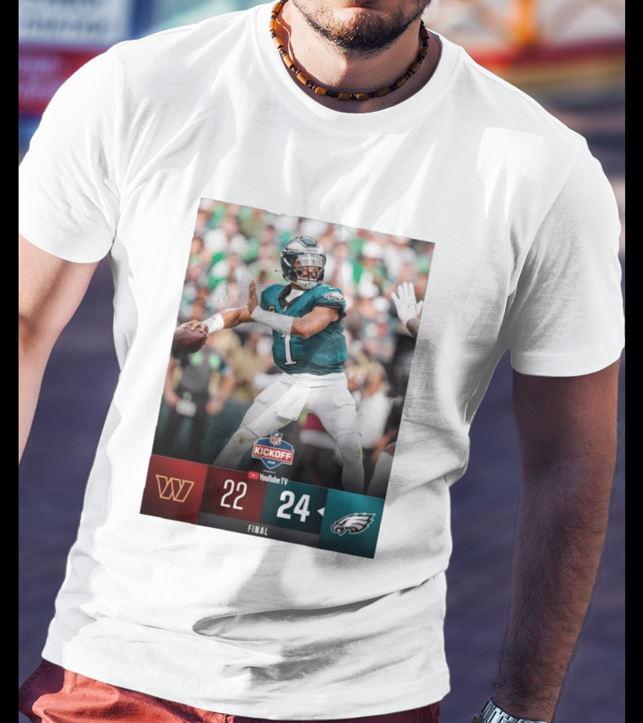 Jalen Hurts NFL Kickoff Philadelphia Eagles Victory 24 22 Final T-Shirt