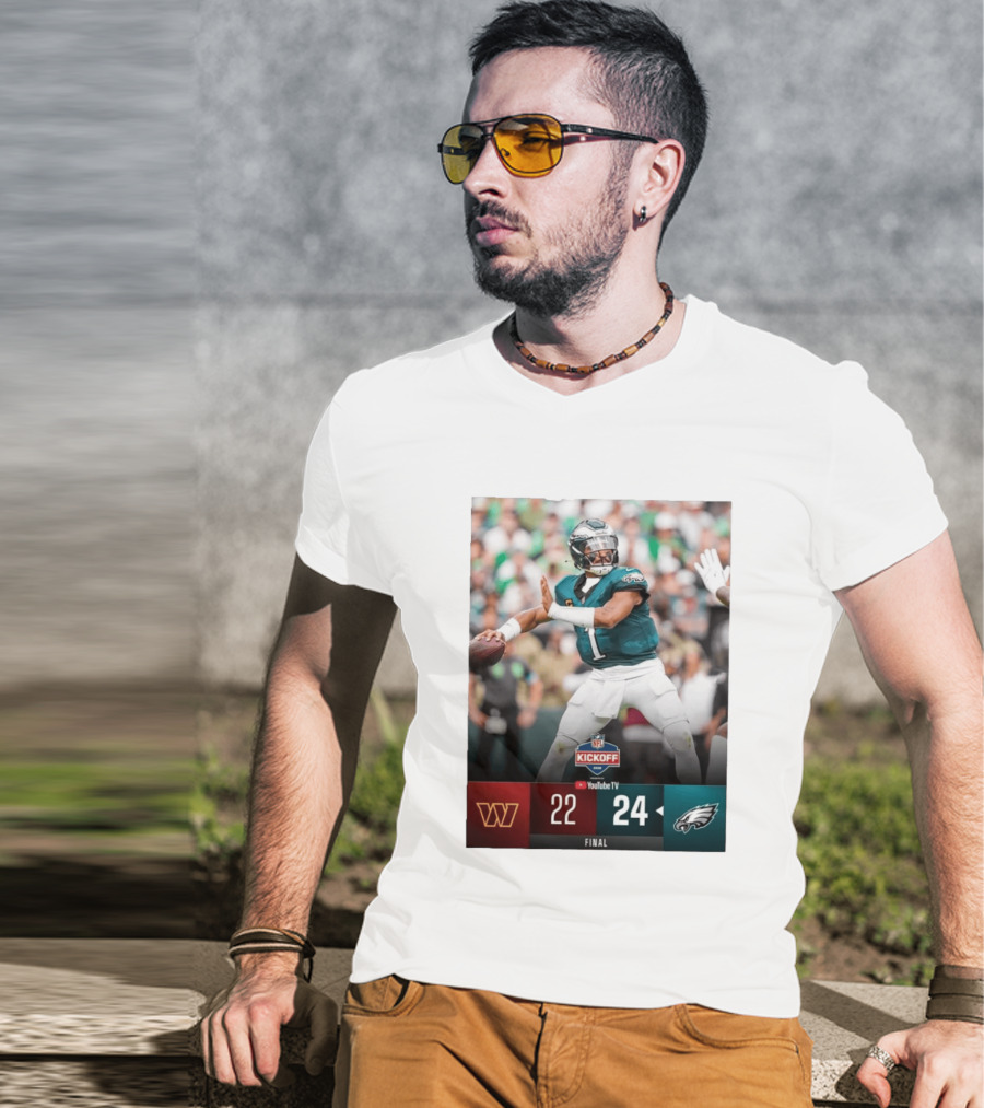 Jalen Hurts NFL Kickoff Philadelphia Eagles Victory 24 22 Final T-Shirt