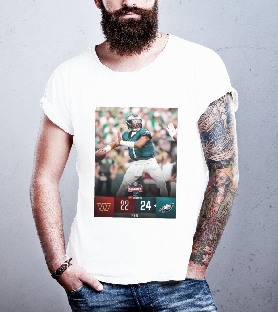 Jalen Hurts NFL Kickoff Philadelphia Eagles Victory 24 22 Final T-Shirt