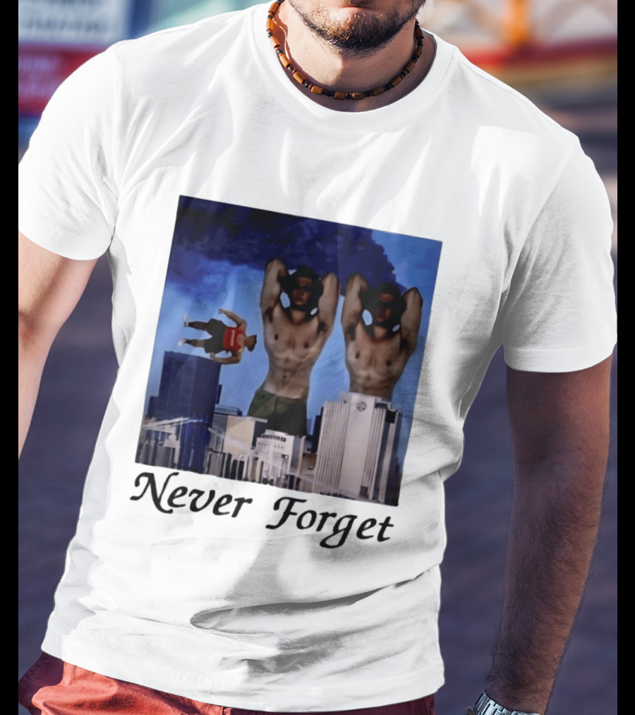 Never Forget 9 11 Internet Meme Edgy Humor Floating Character Twin Towers T-Shirt