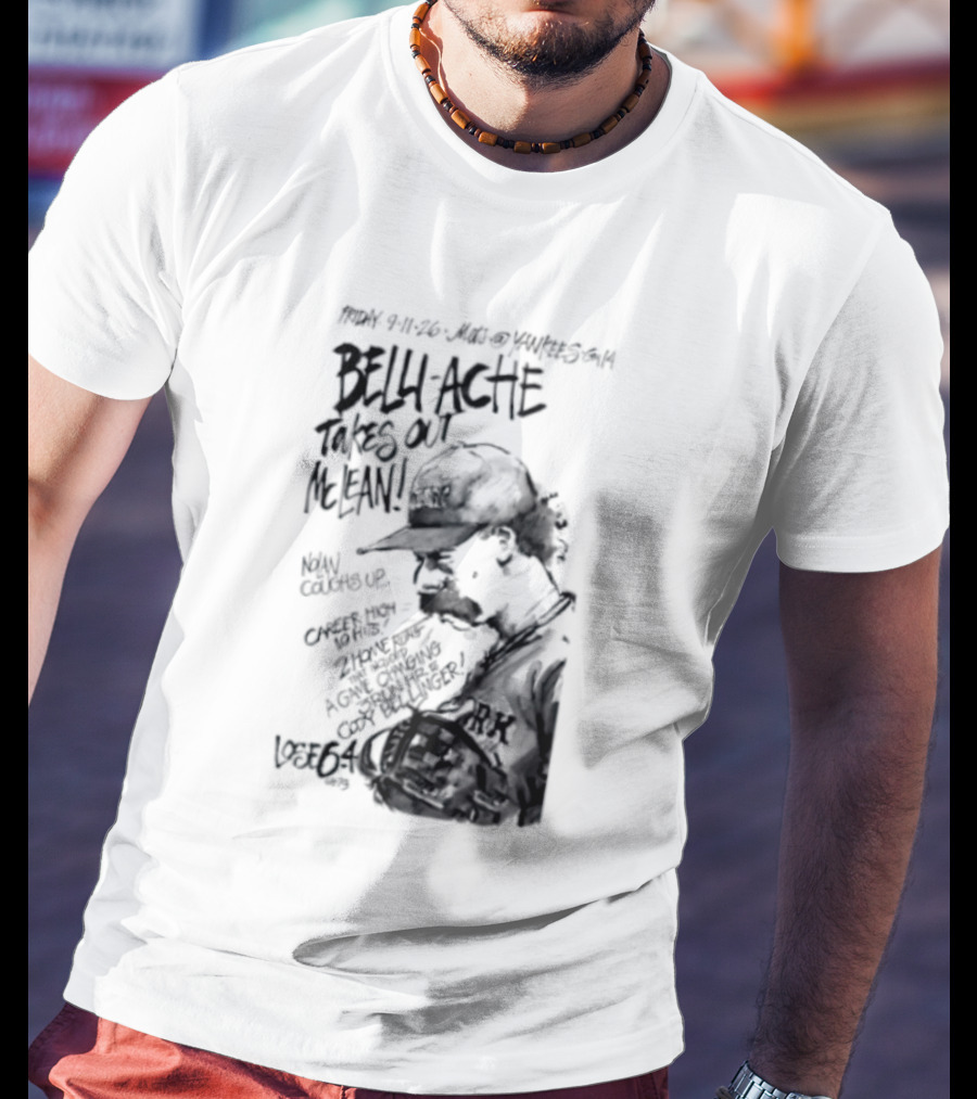 Belly Ache Takes Out McLean New York Mets Baseball T-Shirt