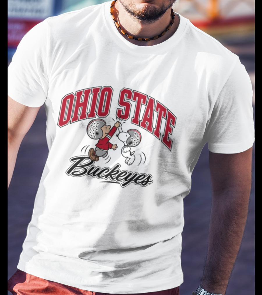 Ohio State Buckeyes Peanuts Characters Football Collaboration T-Shirt