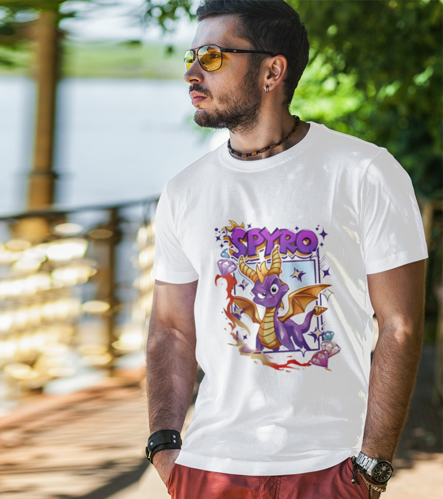 Spyro Purple Dragon Cartoon Polaroid Adventure T-Shirt