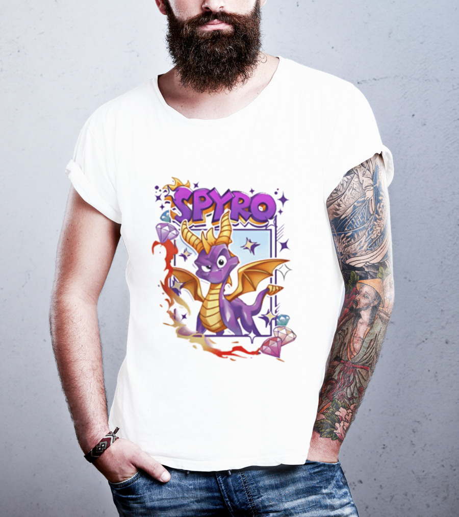 Spyro Purple Dragon Cartoon Polaroid Adventure T-Shirt