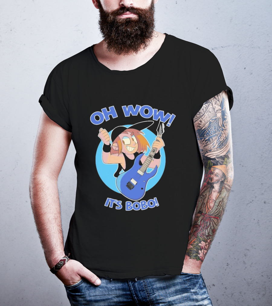 Oh Wow It's Bobo Alestorm Cartoon Character With Electric Guitar T-Shirt