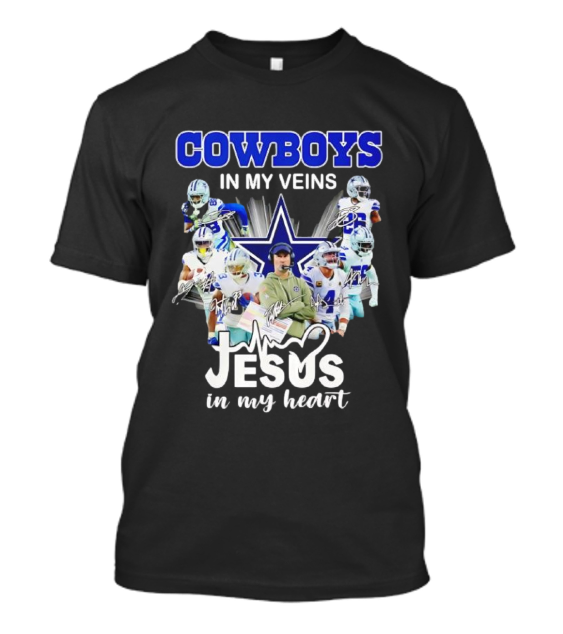 Cowboys In My Veins Jesus In My Heart Dallas Football Team Players Star T-Shirt