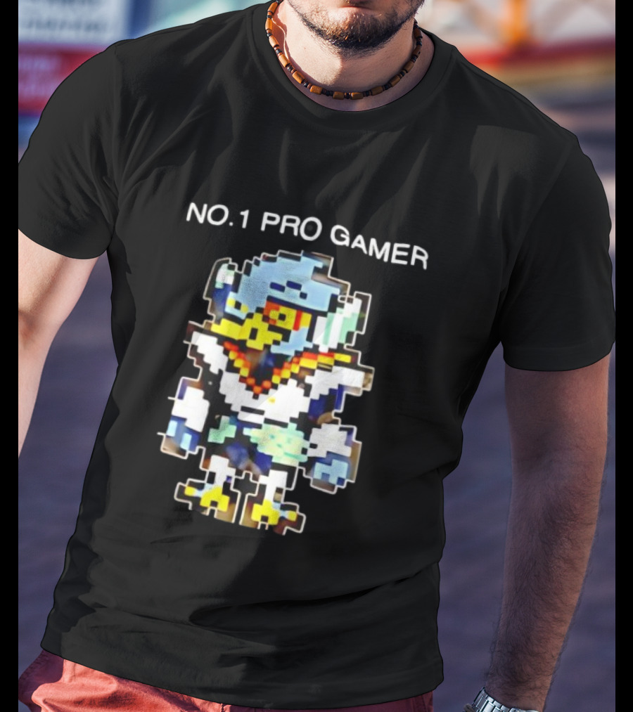 NO.1 PRO GAMER Pixelated Berdly Character Retro Game Style T-Shirt