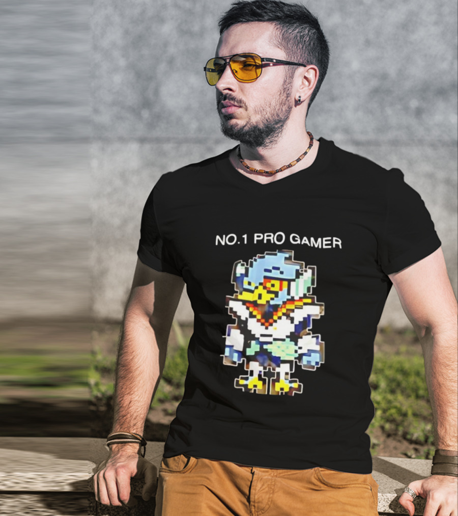 NO.1 PRO GAMER Pixelated Berdly Character Retro Game Style T-Shirt