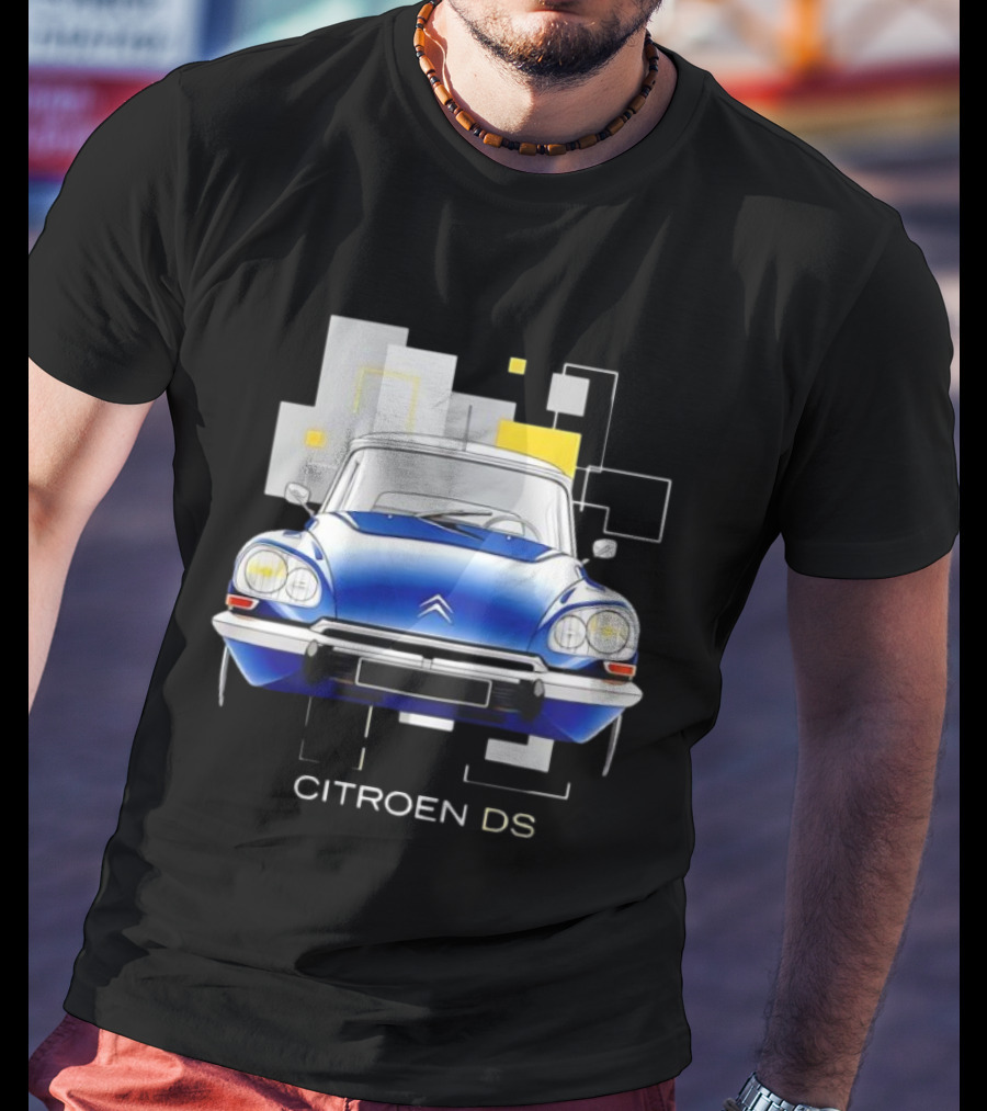 Citroën DS Classic Car Blue Front View Vintage Design T-Shirt