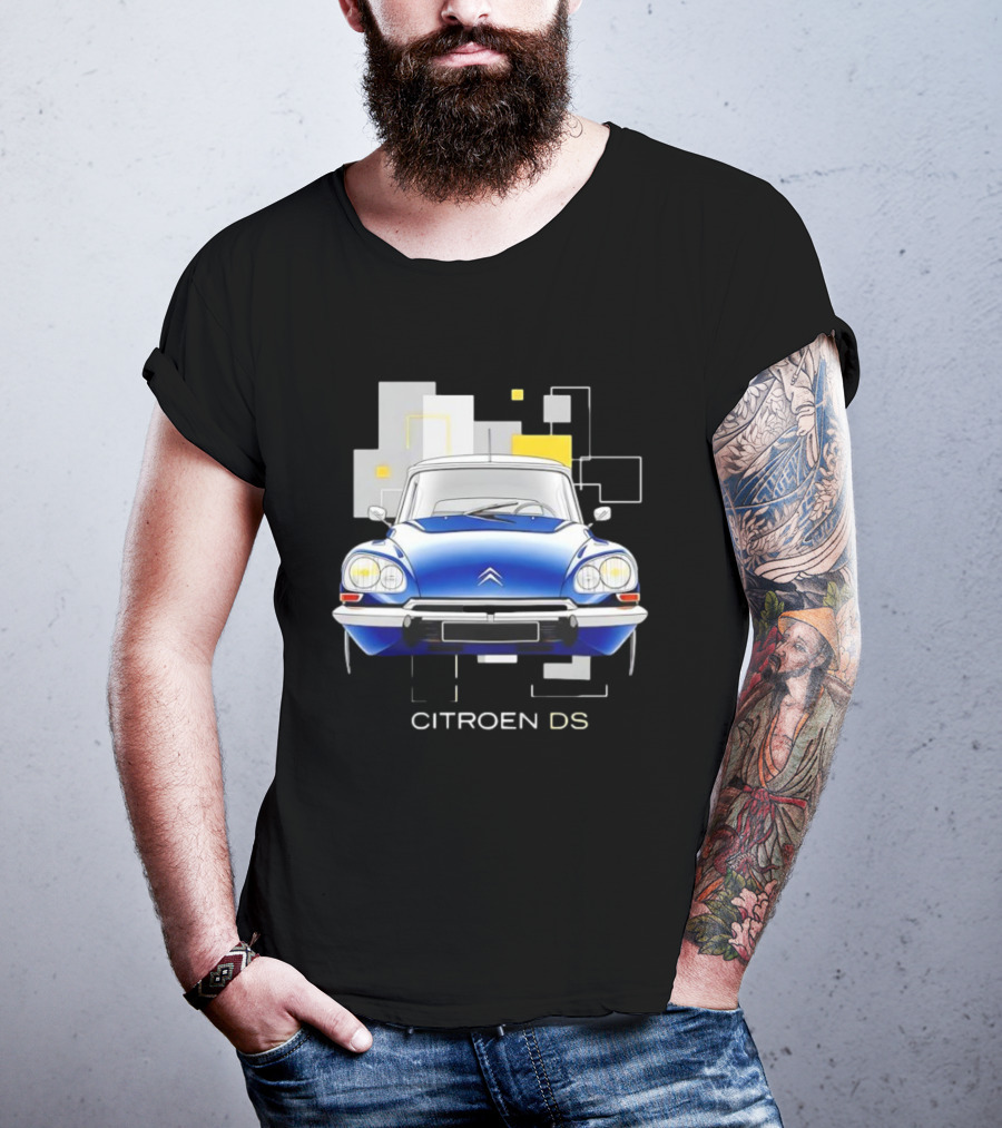 Citroën DS Classic Car Blue Front View Vintage Design T-Shirt