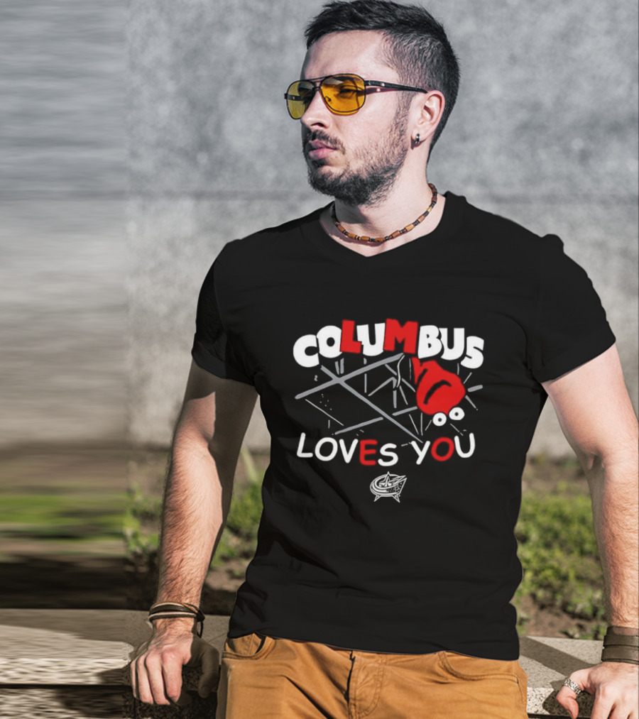 Columbus Blue Jackets Columbus Loves You Hockey Team Fan Gear T-Shirt