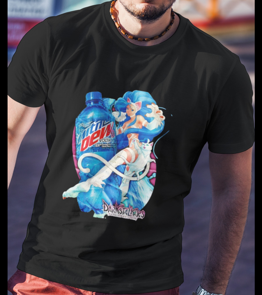 Darkstalkers Resurrection Felicia Mtn Dew Voltage Collaboration T-Shirt