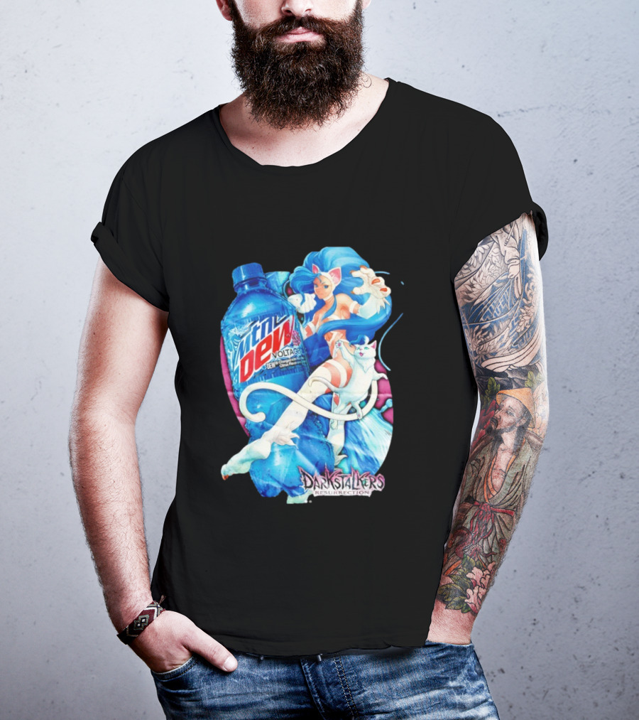 Darkstalkers Resurrection Felicia Mtn Dew Voltage Collaboration T-Shirt