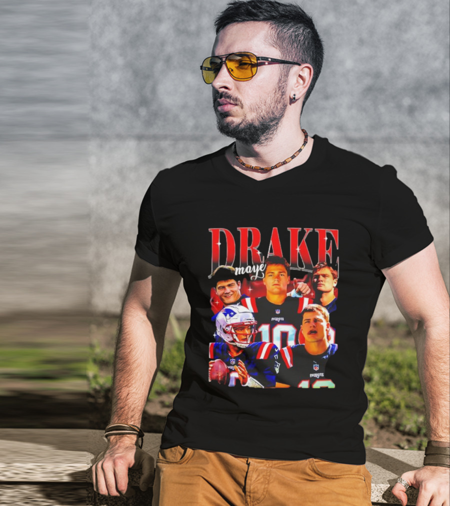 Drake Maye Patriots Vintage 90s Quarterback NFL Football T-Shirt