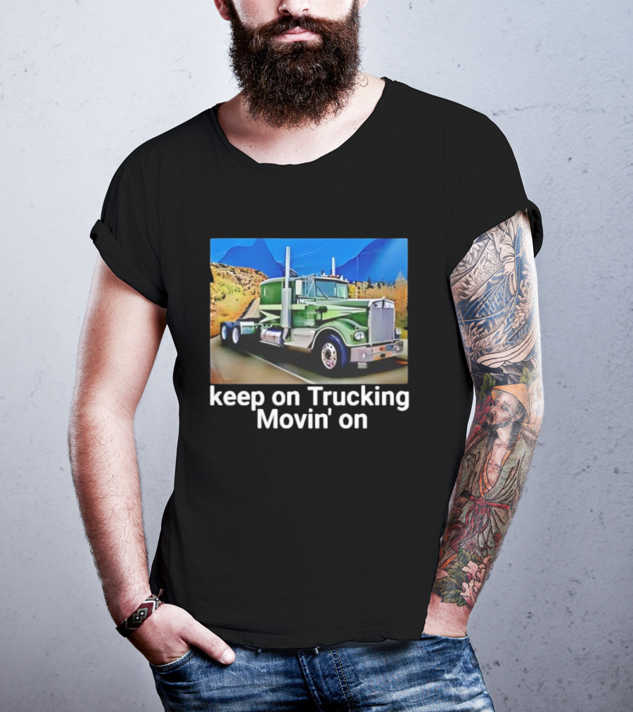 Keep On Trucking Movin' On Vintage Green Truck Scenic Road T-Shirt