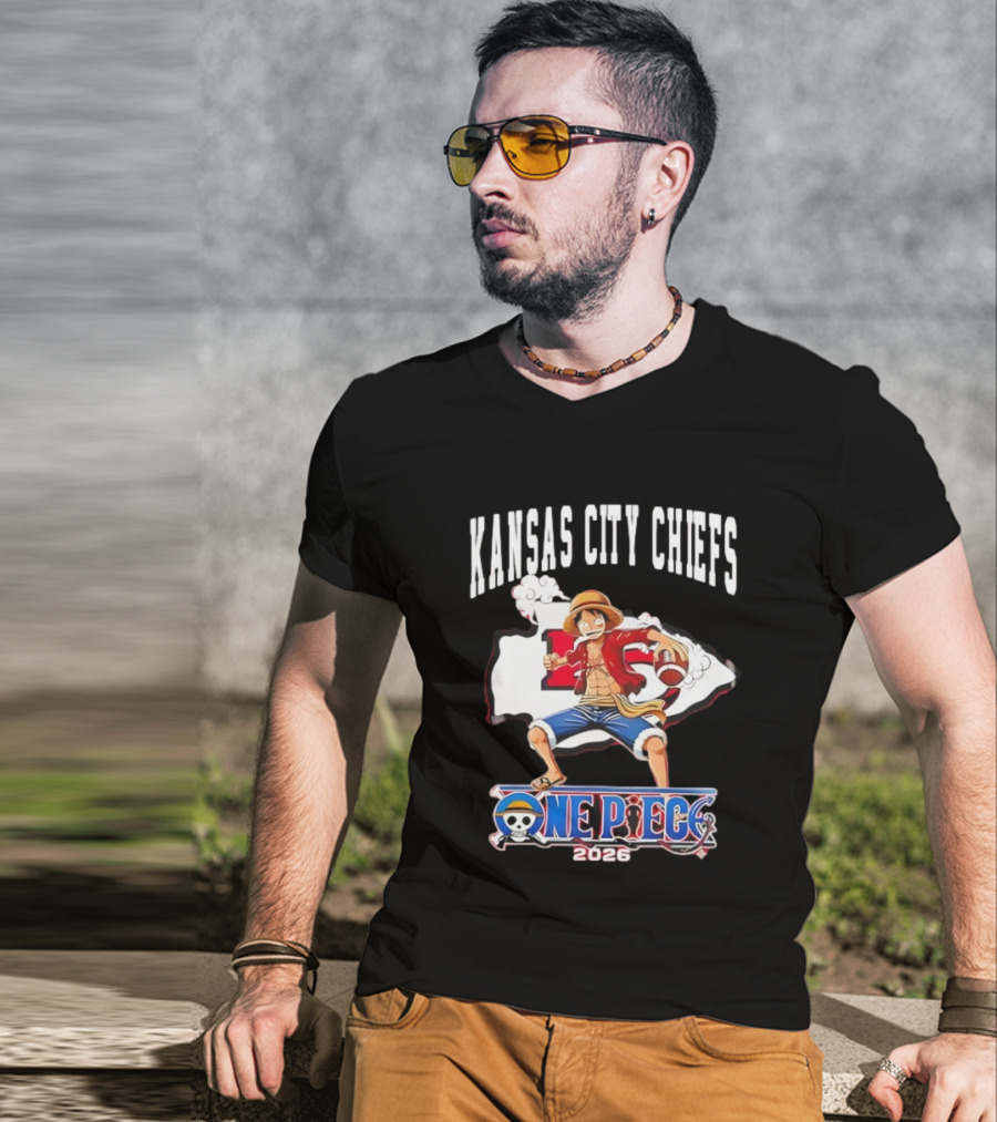 Kansas City Chiefs One Piece Luffy Football Crossover 2026 T-Shirt