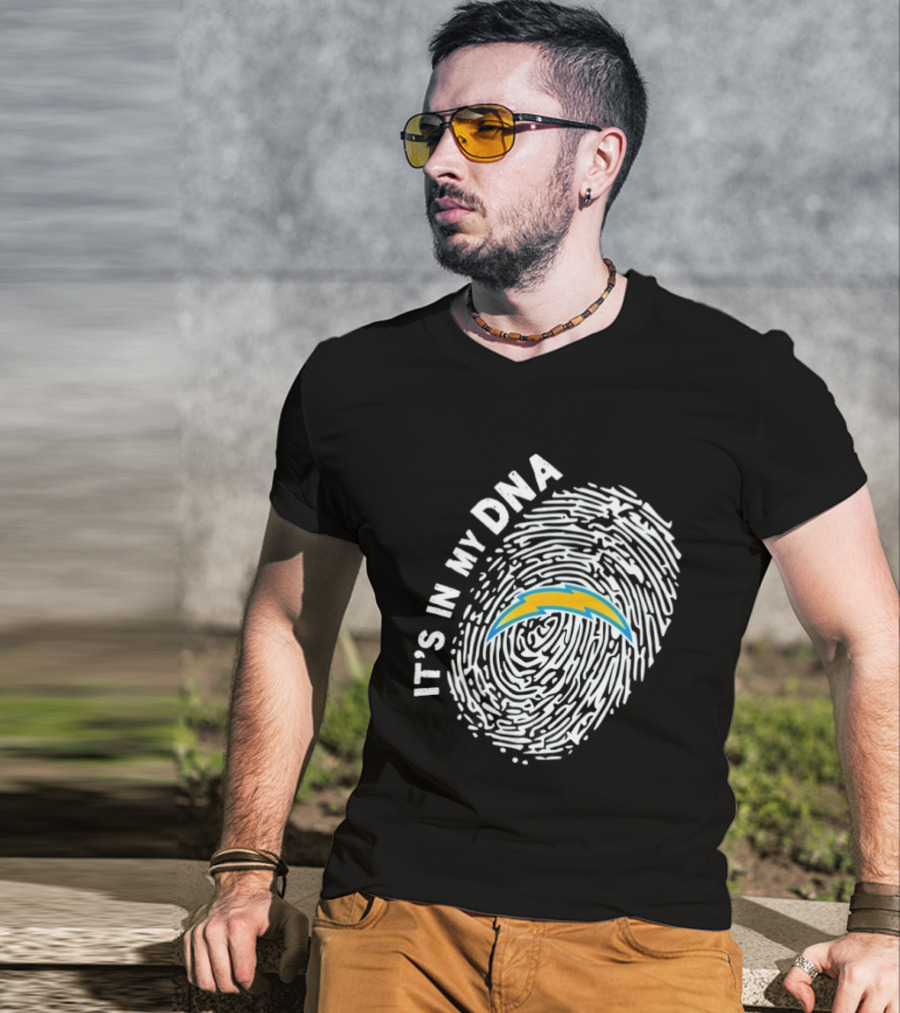 Los Angeles Chargers It's In My DNA Fingerprint Bolt T-Shirt