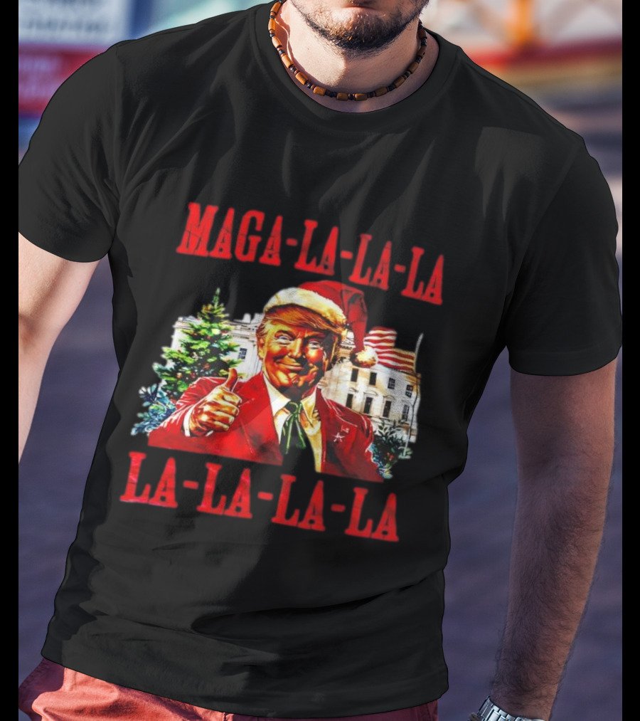 MAGA La La La Donald Trump Christmas Santa Hat Thumbs Up T-Shirt