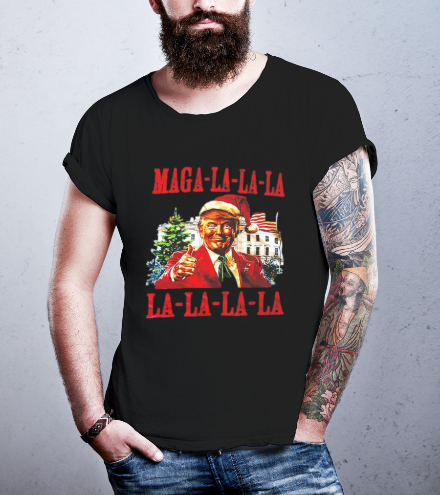 MAGA La La La Donald Trump Christmas Santa Hat Thumbs Up T-Shirt