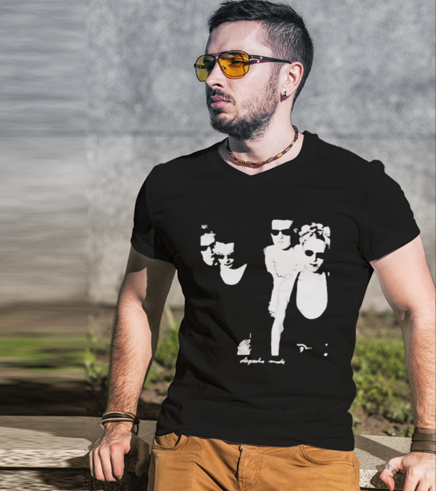Public Laundry Depeche Mode Classic Band Members Black And White Sunglasses Style T-Shirt