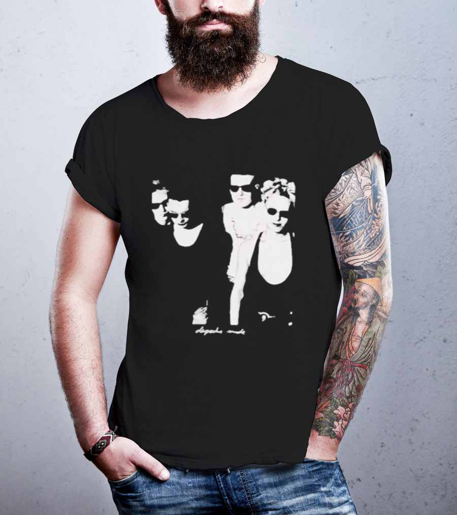 Public Laundry Depeche Mode Classic Band Members Black And White Sunglasses Style T-Shirt