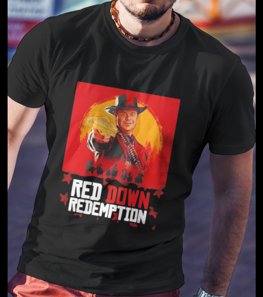 Red Down Redemption Cowboy Parody Toast Fun Graphic T-Shirt