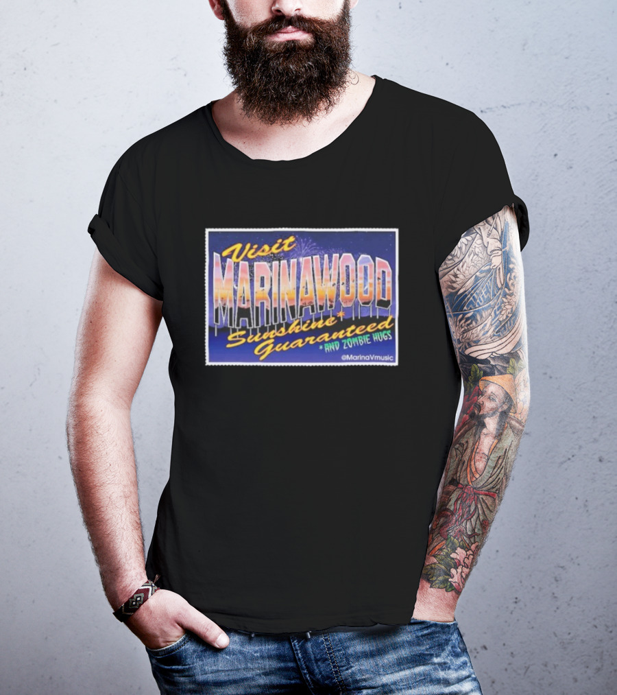 Visit Marinawood Sunshine Guaranteed And Zombie Hugs T-Shirt