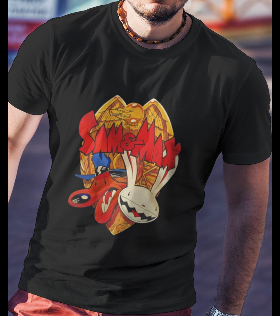 Sam & Max Freelance Police Badge Symbol With Cartoon Characters T-Shirt