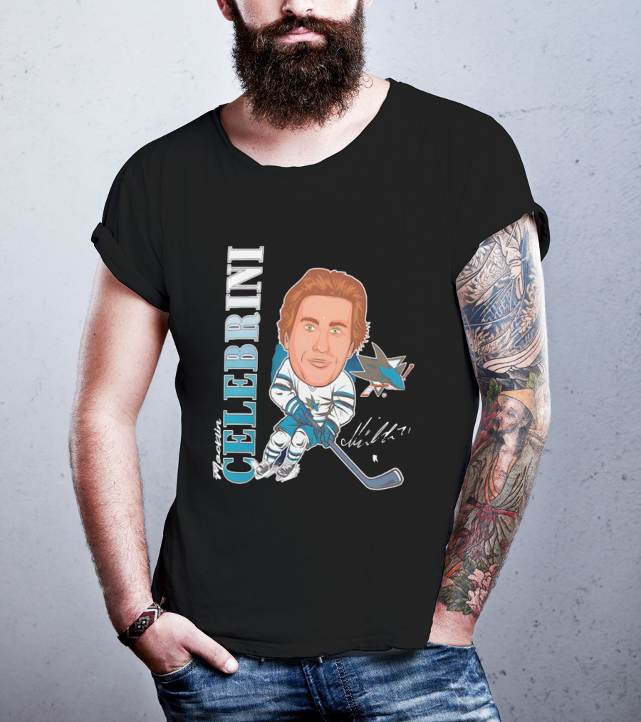 San Jose Sharks Macklin Celebrini #71 Big Head Signature Fanatics T-Shirt