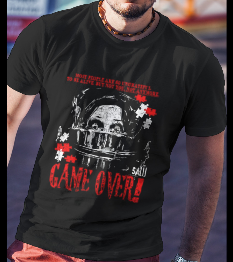 Saw Game Over Keep Calm And Survive Head Trap Horror Movie T-Shirt