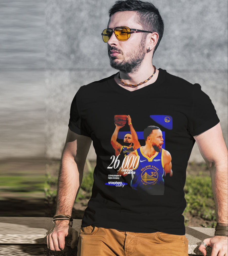 Stephen Curry Golden State Warriors 26000 Career Points 22nd NBA Player T-Shirt